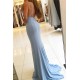 Gorgeous Spaghetti-Strap Sleeveless Mermaid Slit Long Evening Dress