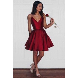 New Arrival Short Spaghetti-strap Sleeveless Ruby Homecoming Dress