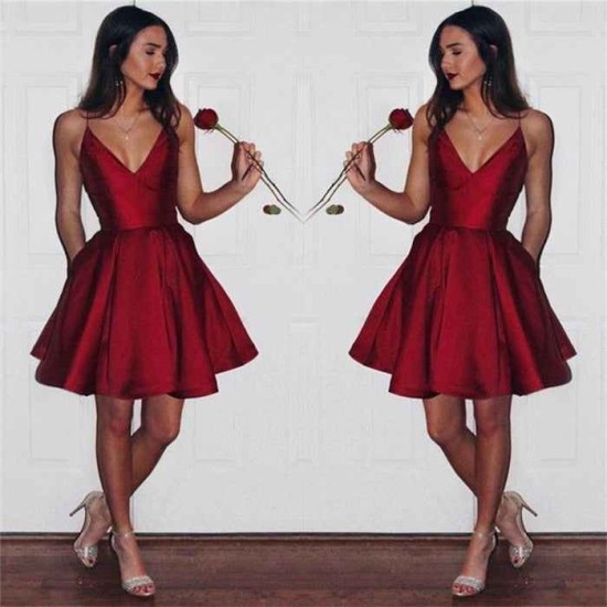 New Arrival Short Spaghetti-strap Sleeveless Ruby Homecoming Dress