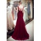 MELBA Mermaid Sleeveless Long Sequined Tulle Burgundy Evening Gowns