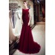 MELBA Mermaid Sleeveless Long Sequined Tulle Burgundy Evening Gowns
