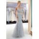 MEG Mermaid Sleeveless Illusion Neckline Crystal Sqeuined Tulle Evening Dresses