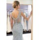 MEG Mermaid Sleeveless Illusion Neckline Crystal Sqeuined Tulle Evening Dresses