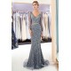 MAVIS Mermaid Long Sleevess V-neck Sequins Evening Gowns with Sash