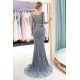 MAVIS Mermaid Long Sleevess V-neck Sequins Evening Gowns with Sash