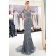 MAVIS Mermaid Long Sleevess V-neck Sequins Evening Gowns with Sash