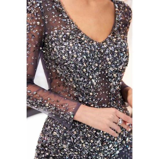 MAUREEN Mermaid V-neck Long Sleevess Charming Beading Evening Dresses