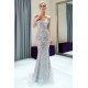 MAUDE Mermaid Off-the-shoulder Long Sequins Silver Evening Gowns