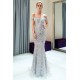 MAUDE Mermaid Off-the-shoulder Long Sequins Silver Evening Gowns