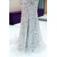 MAUDE Mermaid Off-the-shoulder Long Sequins Silver Evening Gowns