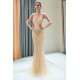 MATILDA Mermaid Floor Length Sleeveless Beading Golden Evening Dresses