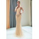 MATILDA Mermaid Floor Length Sleeveless Beading Golden Evening Dresses