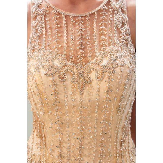 MATILDA Mermaid Floor Length Sleeveless Beading Golden Evening Dresses