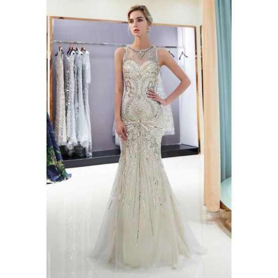 MARVEL Mermaid Sleeveless Long Evening Dresses with Gorgeous Beading