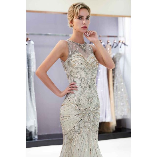 MARVEL Mermaid Sleeveless Long Evening Dresses with Gorgeous Beading