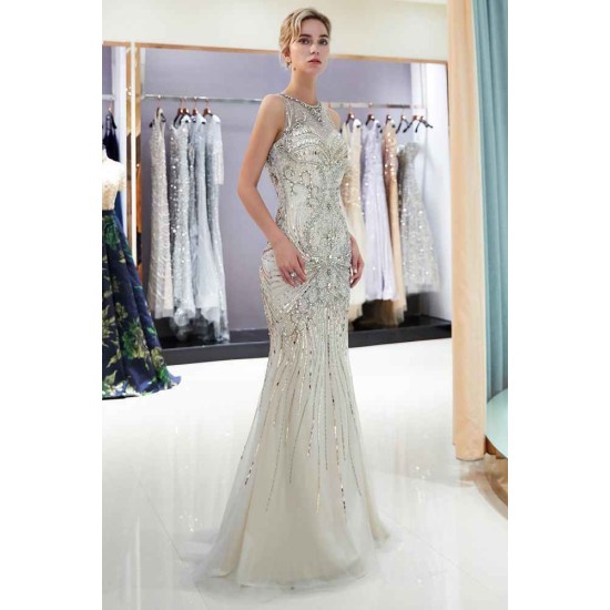 MARVEL Mermaid Sleeveless Long Evening Dresses with Gorgeous Beading