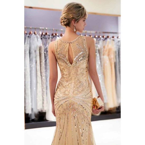 MARVEL Mermaid Sleeveless Long Evening Dresses with Gorgeous Beading