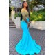 Mermaid Evening Gowns Short Sleeve Appliques