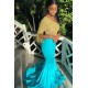 Mermaid Evening Gowns Short Sleeve Appliques