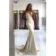 Simple style V-neck Mermaid Ivory Spaghetti Strap Evening Dress