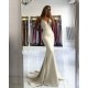 Simple style V-neck Mermaid Ivory Spaghetti Strap Evening Dress
