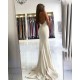 Simple style V-neck Mermaid Ivory Spaghetti Strap Evening Dress