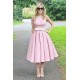 Light Pink Halter Sleeveless Summer Homecoming Dress with Belt