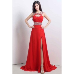 CATHERINE A-line Halter Chiffon Party Dress With Crystal