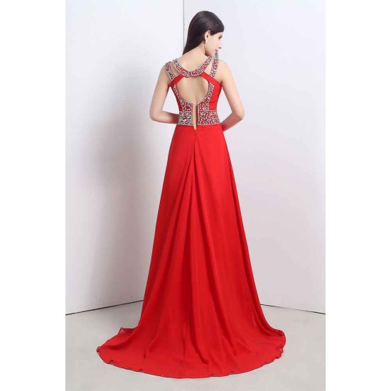 CATHERINE A-line Halter Chiffon Party Dress With Crystal