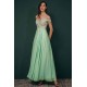Mint Green Chiffon See-through Off-the-shoulder Lace Evening Dress