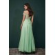 Mint Green Chiffon See-through Off-the-shoulder Lace Evening Dress