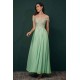 Mint Green Chiffon See-through Off-the-shoulder Lace Evening Dress