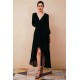 Black Long sleeves High low Chiffon Evening Dress