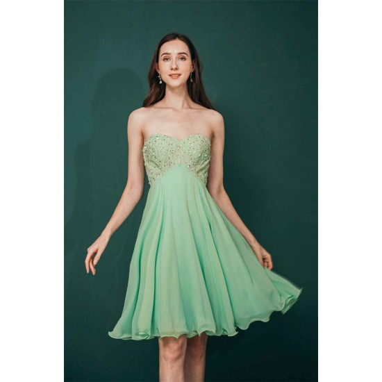 Burgundy Sweetheart Sparkle Beaded Chiffon Homecoming Dress