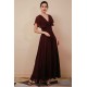 Elegant Rust Cool-shoulder V-neck Chiffon Evening Dress