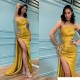 Gorgeous Starpless Mermaid Evening Dress Appliques With Slit