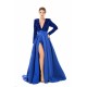 Elegant Long sleeve Deep V-neck Dark green Evening Dress | Ballbella Real Shooting