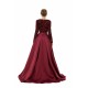 Elegant Long sleeve Deep V-neck Dark green Evening Dress | Ballbella Real Shooting