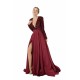 Elegant Long sleeve Deep V-neck Dark green Evening Dress | Ballbella Real Shooting