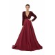 Elegant Long sleeve Deep V-neck Dark green Evening Dress | Ballbella Real Shooting
