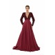 Elegant Long sleeve Deep V-neck Dark green Evening Dress | Ballbella Real Shooting