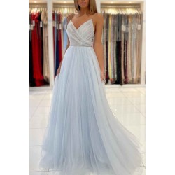 Glamorous Sweetheart Prom Dress Long Backless Tulle Evening Gowns