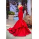 Chic Red Sleeveless Mermaid Prom dresses Long Evening Party Gowns