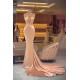 Chic Champagne Sleeveless Mermaid Prom Dresses Long Evening Gowns