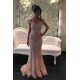 Glamorous Pink Off-the-shouder Prom Dresses Glitter Lace Mermaid Evening Gowns