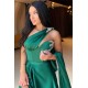 Emerald Green One Shoulder Evening Dress Long With Split Beads