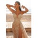 Sexy Spaghetti-Straps Mermaid Lace Evening Gowns With Slit