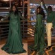 Mermaid Small Round Collar Long Sleeves Floor Length Beaded Applique Prom Dress With Cloak