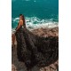 Black Beach Hi Lo Tulle Wedding Evening Gown Sleeveless lace