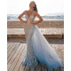 Elegant V-Neck Slim Prom Party Gowns with Detachable Train Mermaid Evening Dress
